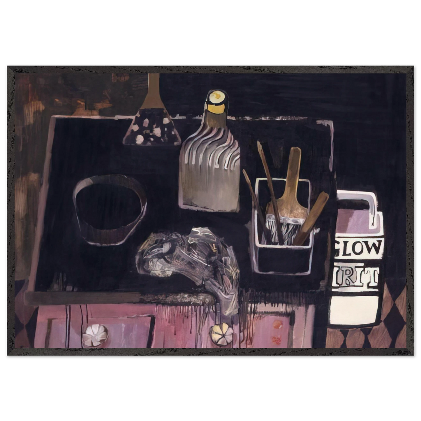 The Etching Table - 1971 - Mary Fedden 70x100 cm / 28x40 inches Framed Art Print – Black Wooden Frame