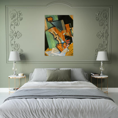 VIOLIN AND GLASS 1915 - Juan Gris Brushed Aluminum Print - 70x100 cm / 28x40 inches | Juan Gris Aluminum Print | Juan Gris Prints