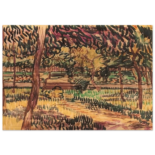 Trees in the Garden of the Asylum - Vincent van Gogh Brushed Aluminum Print - 70x100 cm / 28x40 inches | Vincent van Gogh Aluminum Print | Vincent van Gogh Prints