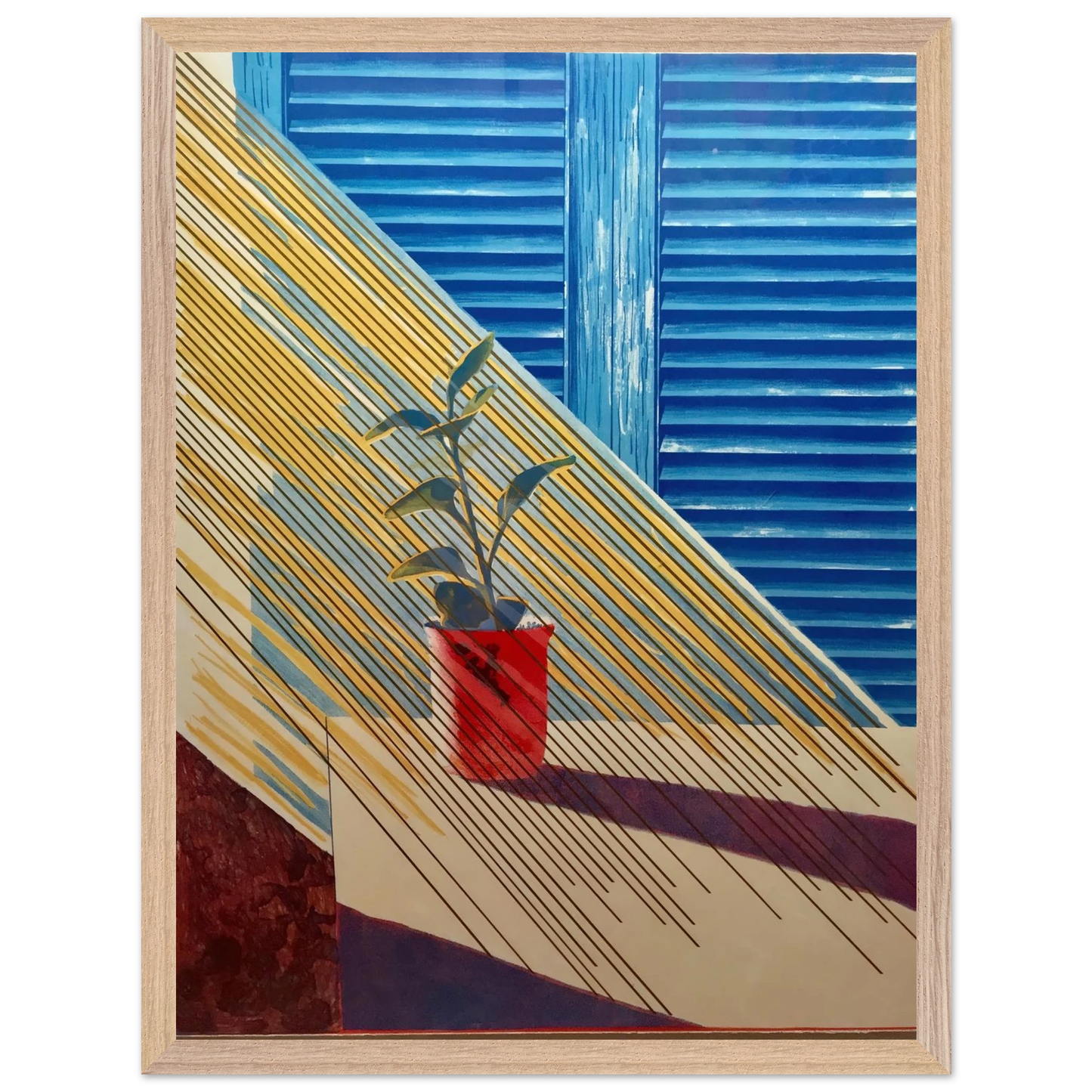 David Hockney - David Hockney Wall art - 28x43  cm / XL (11x17 inches) - Premium Wooden Framed Poster With Fine Art Paper - White frame