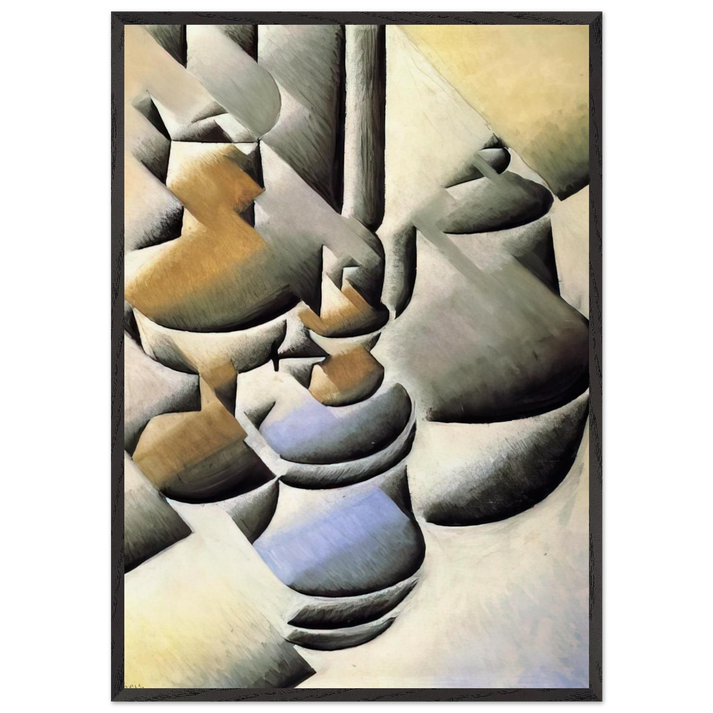 STILL LIFE WITH OIL LAMP 1912 - Juan Gris 70x100 cm / 28x40 inches Framed Art Print – Black Wooden Frame