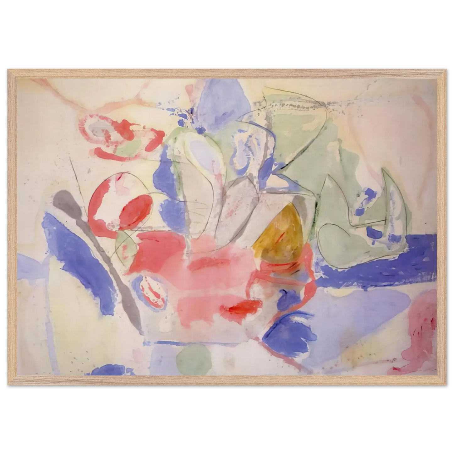 Helen Frankenthaler - Mountains and Sea - 1952 Wall art - 27x35 cm / 11x14 Inches - Premium Wooden Framed Poster With Fine Art Paper - Wood frame