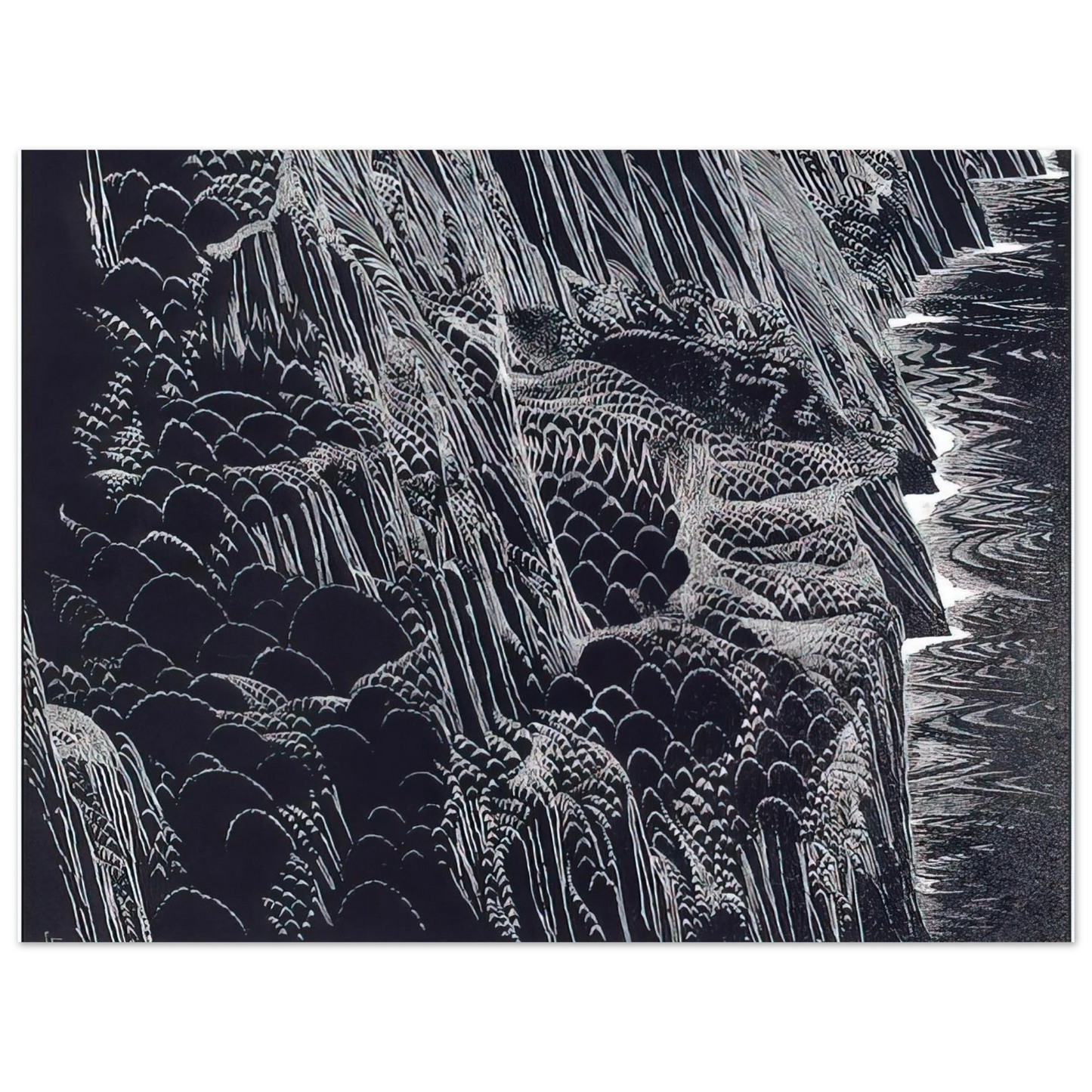 Eyvind Earle - Ocean Cliffs  75x100 cm / 30x40inches Fine Art Poster