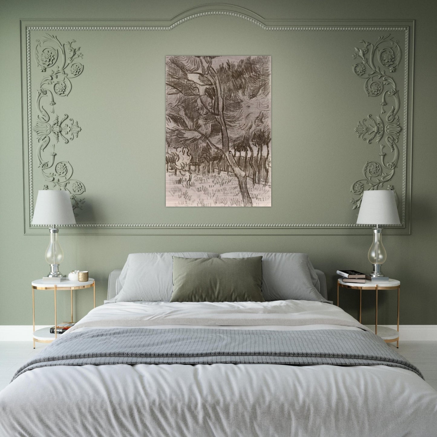 Pine Trees in the Garden of the Asylum - Vincent van Gogh Brushed Aluminum Print - 70x100 cm / 28x40 inches | Vincent van Gogh Aluminum Print | Vincent van Gogh Prints