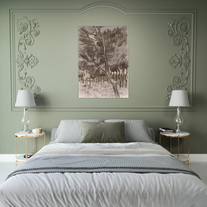 Pine Trees in the Garden of the Asylum - Vincent van Gogh Brushed Aluminum Print - 70x100 cm / 28x40 inches | Vincent van Gogh Aluminum Print | Vincent van Gogh Prints