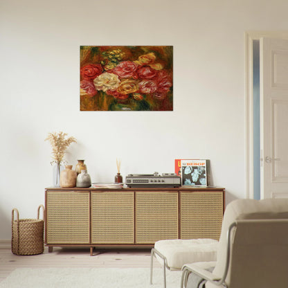 Bouquet of Roses in a Green Vase - Pierre-Auguste Renoir Brushed Aluminum Print - 70x100 cm / 28x40 inches | Pierre-Auguste Renoir Aluminum Print | Pierre-Auguste Renoir Prints