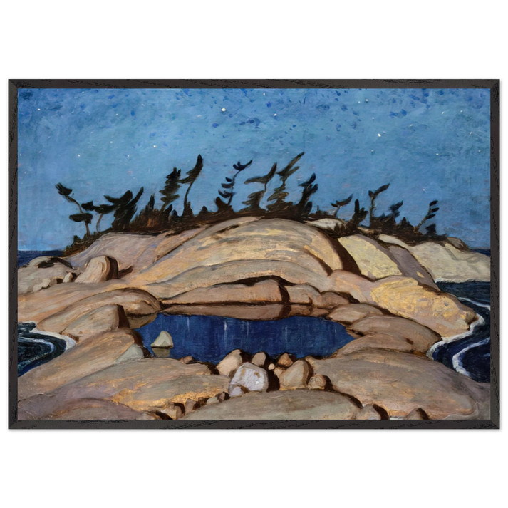 Night Pine Island - 1921 - AY Jackson 70x100 cm / 28x40 inches Framed Art Print – Black Wooden Frame