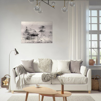 Barn and Farmhouse - Vincent van Gogh Brushed Aluminum Print - 70x100 cm / 28x40 inches | Vincent van Gogh Aluminum Print | Vincent van Gogh Prints