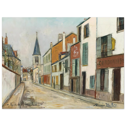 Maurice Utrillo - RUE JEAN DURAND ET LEGLISE STAINS SEINE SAINT DENIS 1940  75x100 cm / 30x40inches Fine Art Poster