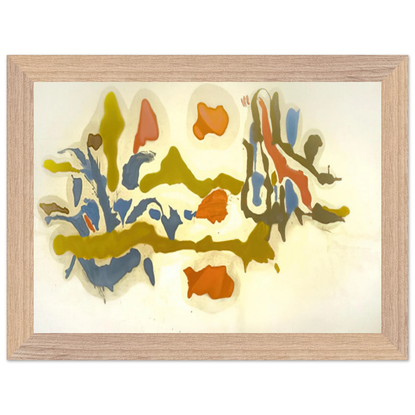 Helen Frankenthaler - Seascape with Dunes - 1962 Wall art - 28x43  cm / XL (11x17 inches) - Premium Wooden Framed Poster With Fine Art Paper-canvas - Wood frame