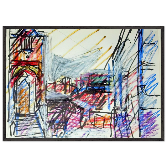 TO THE STUDIOS - Frank Auerbach 70x100 cm / 28x40 inches Framed Art Print – Black Wooden Frame