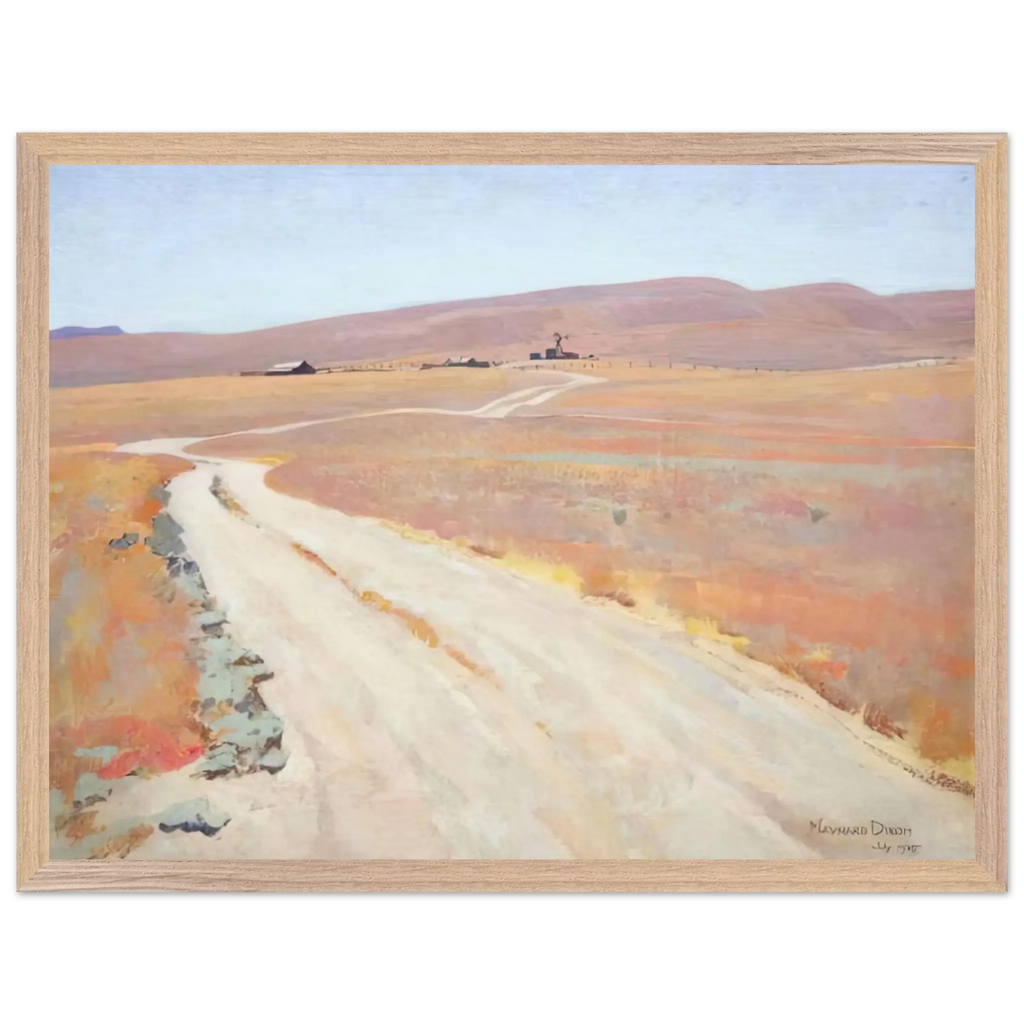 Maynard Dixon - ABANDONED RANCH 1935 Wall art - 40x50 cm / 16x20 Inches - Premium Wooden Framed Poster With Fine Art Paper - White frame