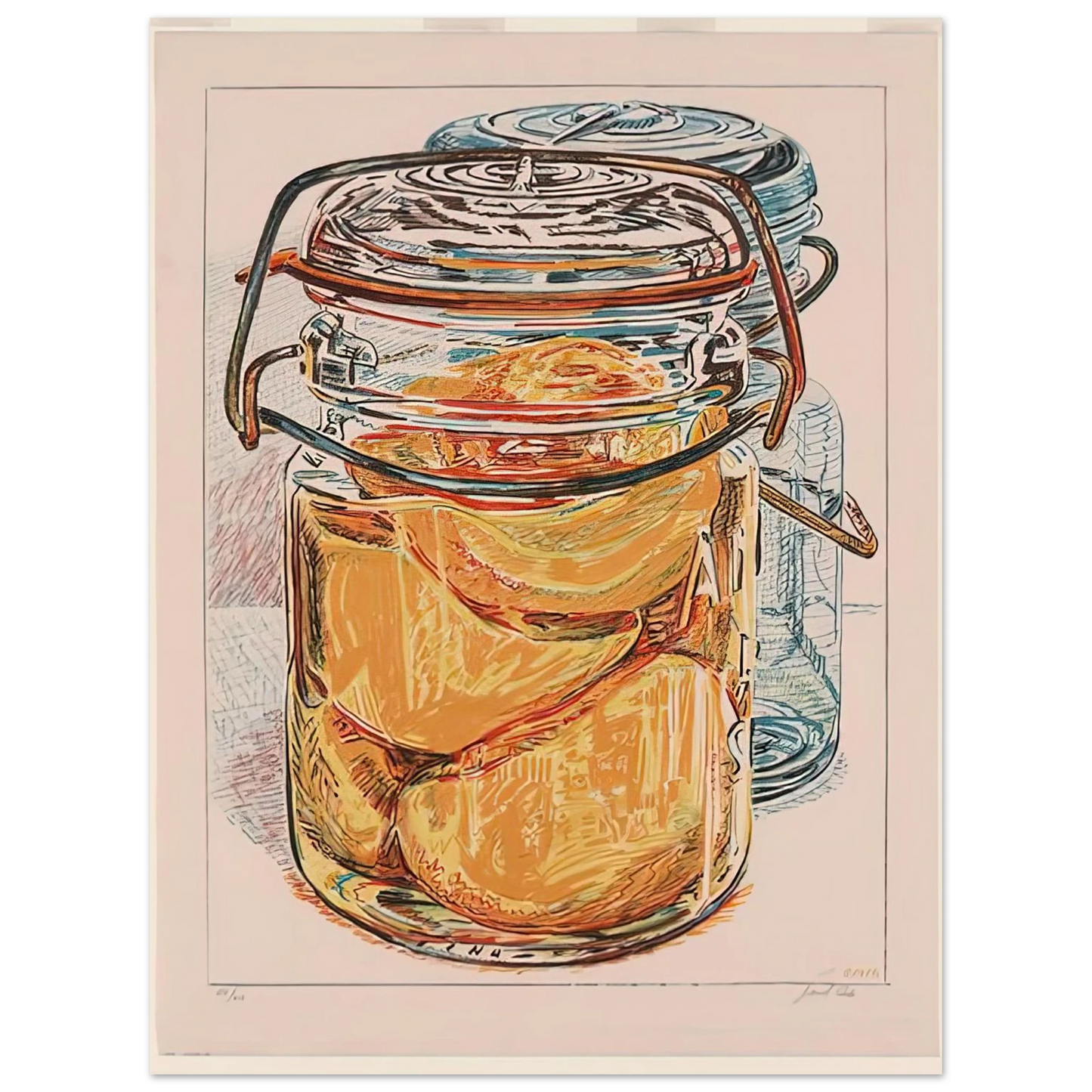 Janet Fish - PRESERVED PEACHES 1975  75x100 cm / 30x40inches Fine Art Poster
