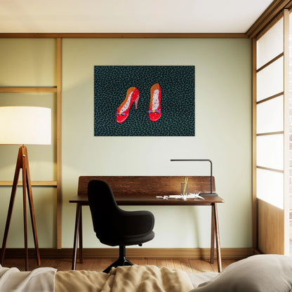 SHOES 1985 - Yayoi Kusama Brushed Aluminum Print - 70x100 cm / 28x40 inches | Yayoi Kusama Aluminum Print | Yayoi Kusama Prints
