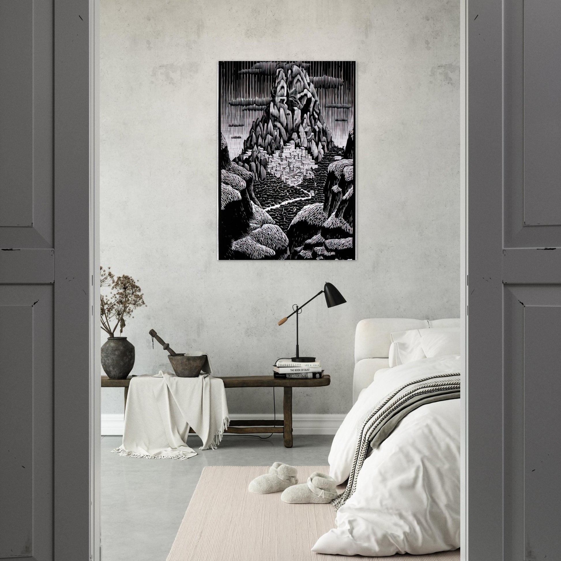 PENTEDATTIO CALABRIA JANUARY 1930 1930 - MC Escher Brushed Aluminum Print - 70x100 cm / 28x40 inches | MC Escher Aluminum Print | MC Escher Prints
