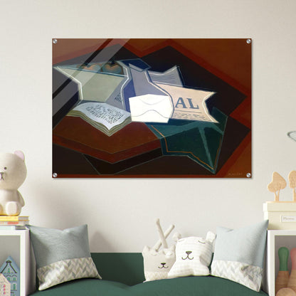 COMPOTIER CARAFE AND OPEN BOOK - Juan Gris Acrylic Print - 70x100 cm / 28x40″ inches