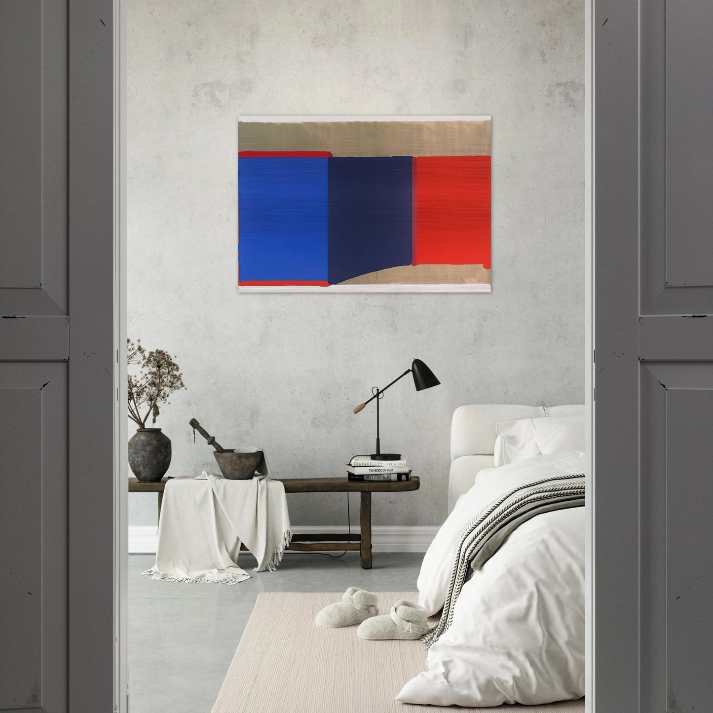 Blues, Reds - 1969 - John Hoyland Brushed Aluminum Print - 70x100 cm / 28x40 inches | John Hoyland Aluminum Print | John Hoyland Prints