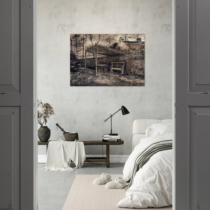 The Garden of the Parsonage with Arbor - Vincent van Gogh Brushed Aluminum Print - 70x100 cm / 28x40 inches | Vincent van Gogh Aluminum Print | Vincent van Gogh Prints
