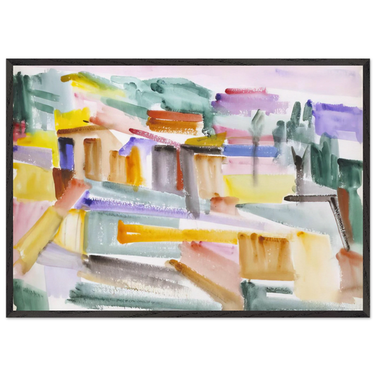 Country Scene - 1938 - Giorgio Cavallon 70x100 cm / 28x40 inches Framed Art Print – Black Wooden Frame