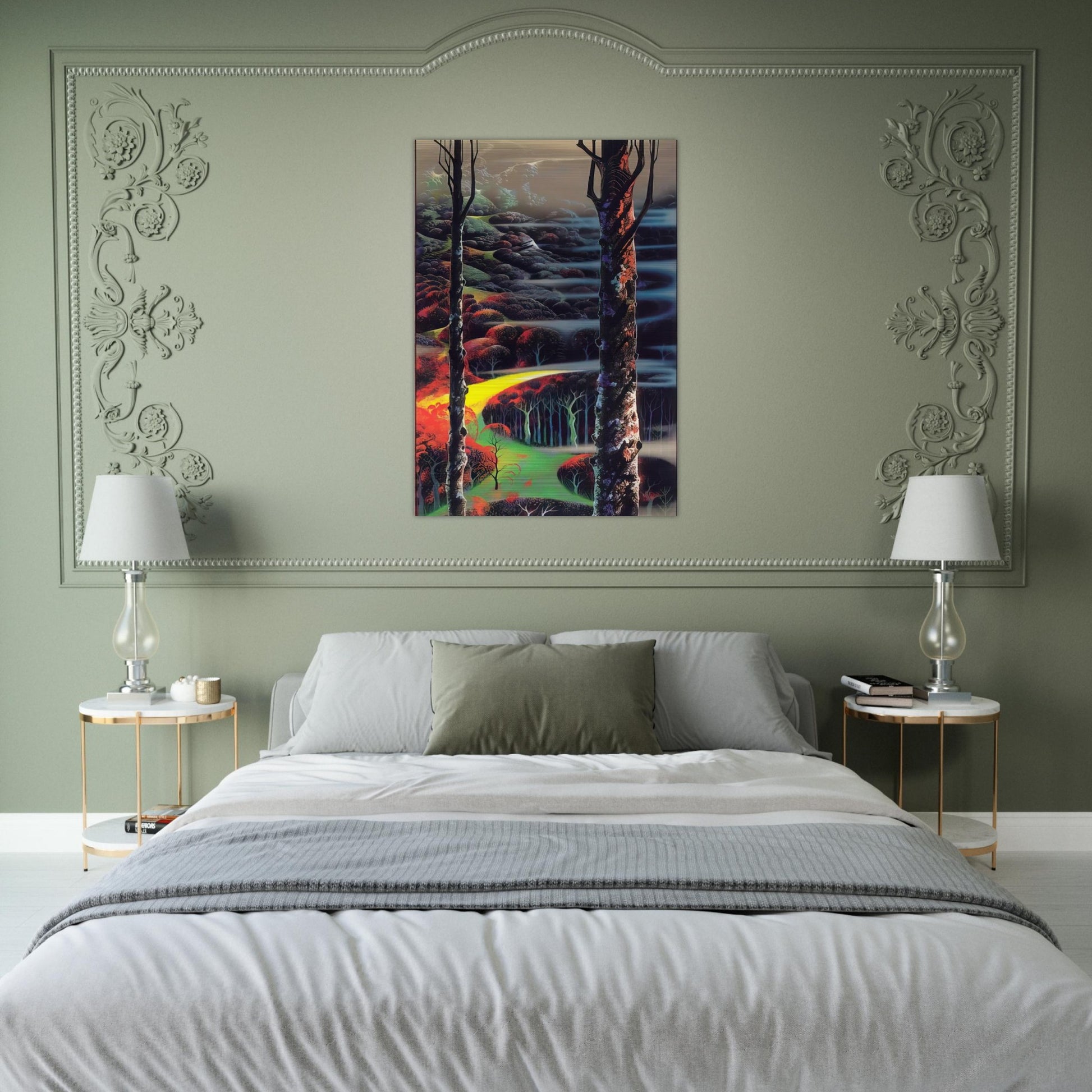 A Touch of Autumn - Eyvind Earle Brushed Aluminum Print - 70x100 cm / 28x40 inches | Eyvind Earle Aluminum Print | Eyvind Earle Prints