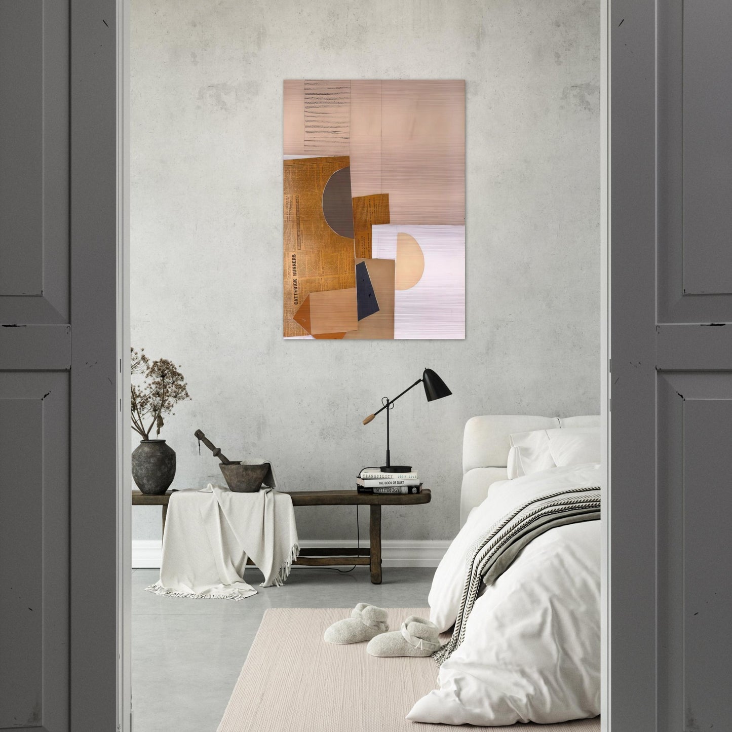 ABSTRACT IN WHITE GREY AND OCHRE 1949 - Victor Pasmore Brushed Aluminum Print - 70x100 cm / 28x40 inches | Victor Pasmore Aluminum Print | Victor Pasmore Prints