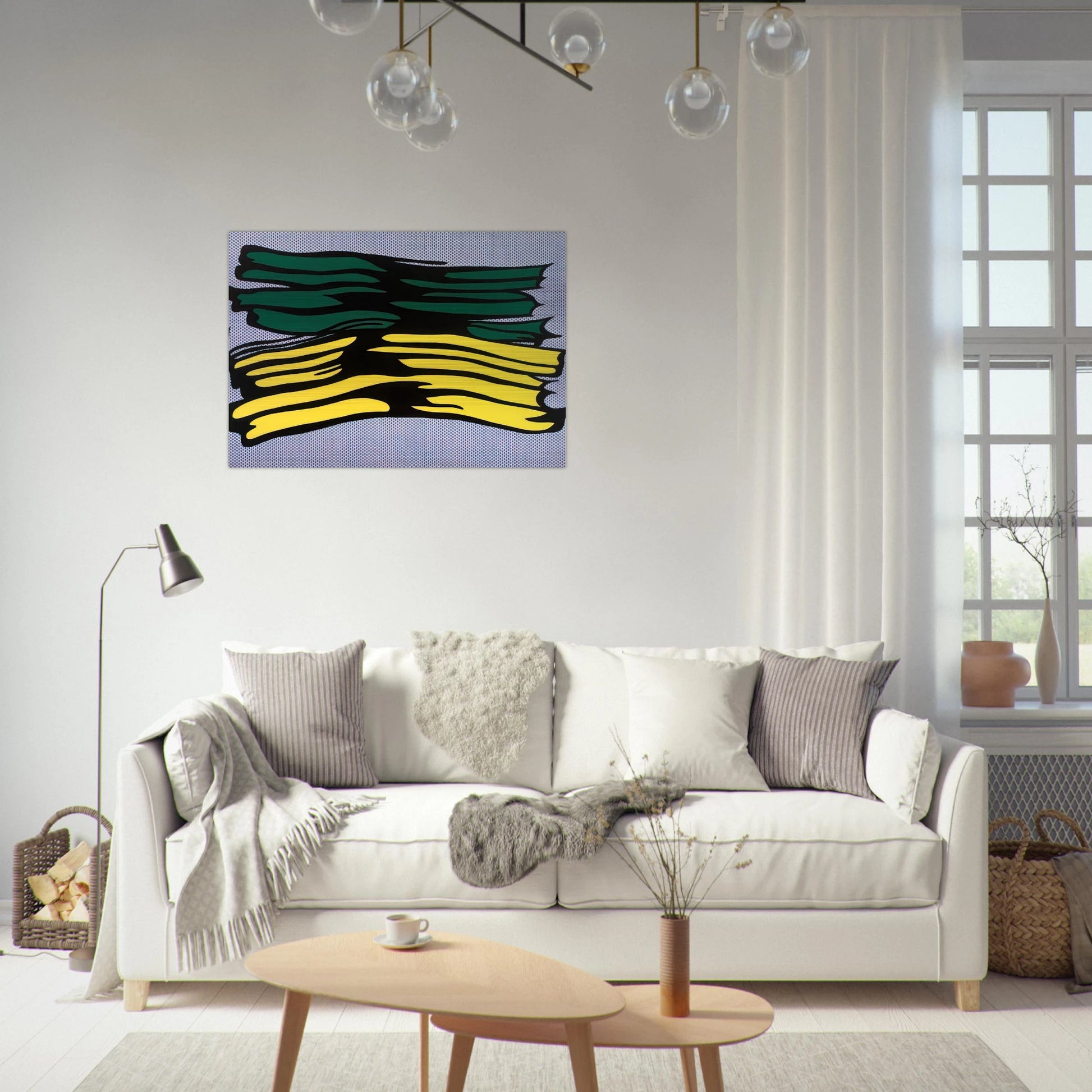 YELLOW AND GREEN BRUSHSTROKES 1966 0 - Roy Lichtenstein Brushed Aluminum Print - 70x100 cm / 28x40 inches | Roy Lichtenstein Aluminum Print | Roy Lichtenstein Prints
