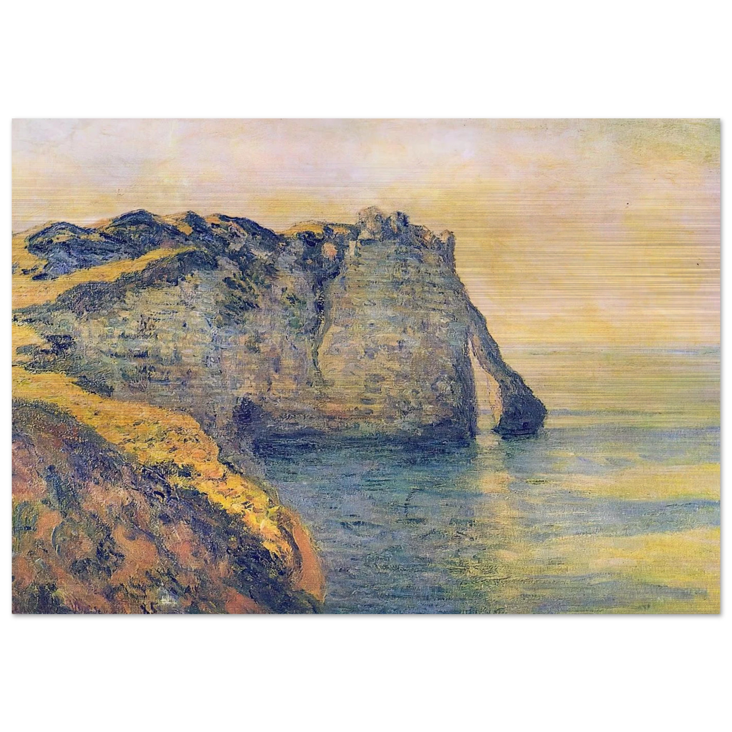 Cliffs of the Porte d'Aval - claude monet Brushed Aluminum Print - 70x100 cm / 28x40 inches | claude monet Aluminum Print | claude monet Prints