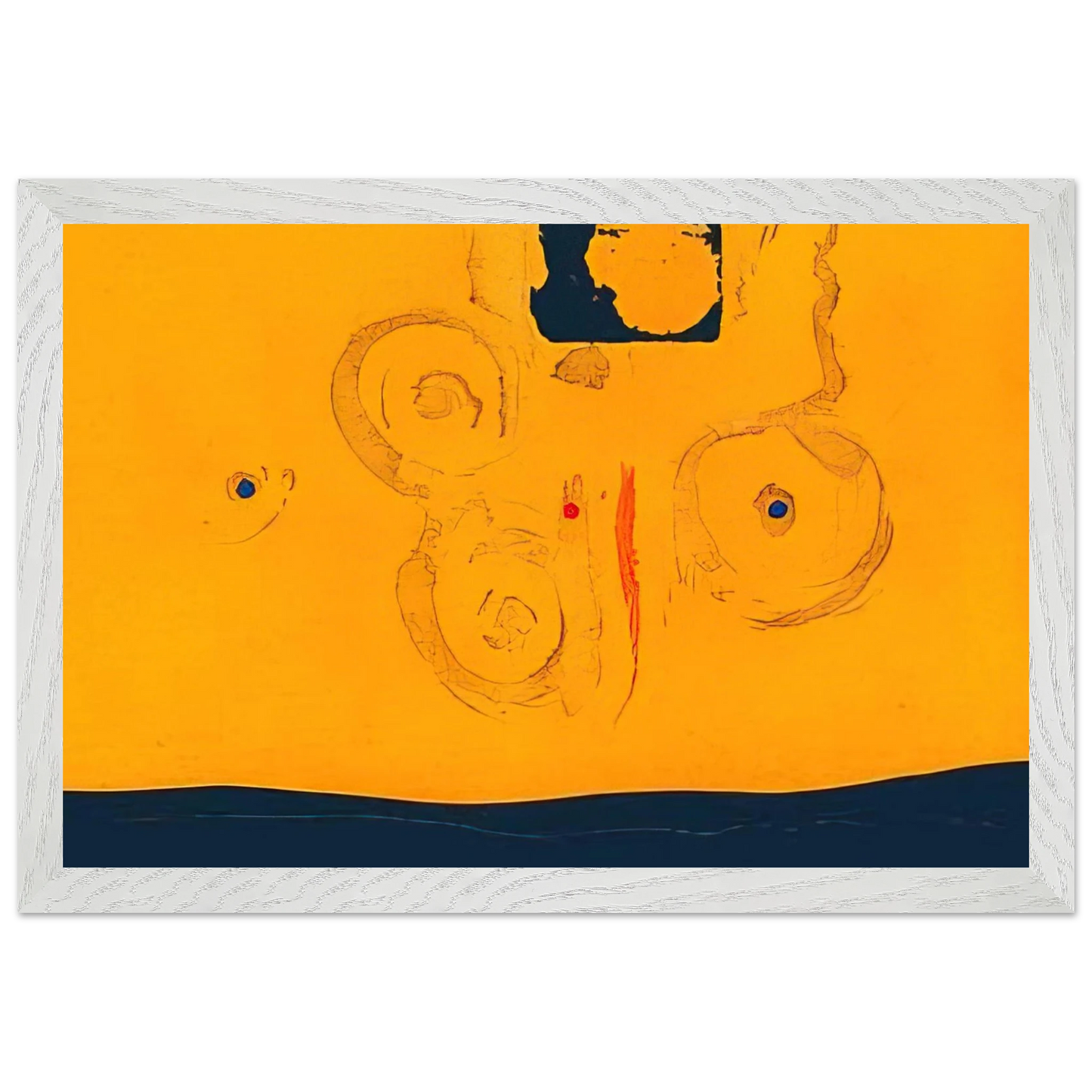 Helen Frankenthaler - Plaza Real - 1988 Wall art - 28x43  cm / XL (11x17 inches) - Premium Wooden Framed Poster With Fine Art Paper-canvas - Wood frame