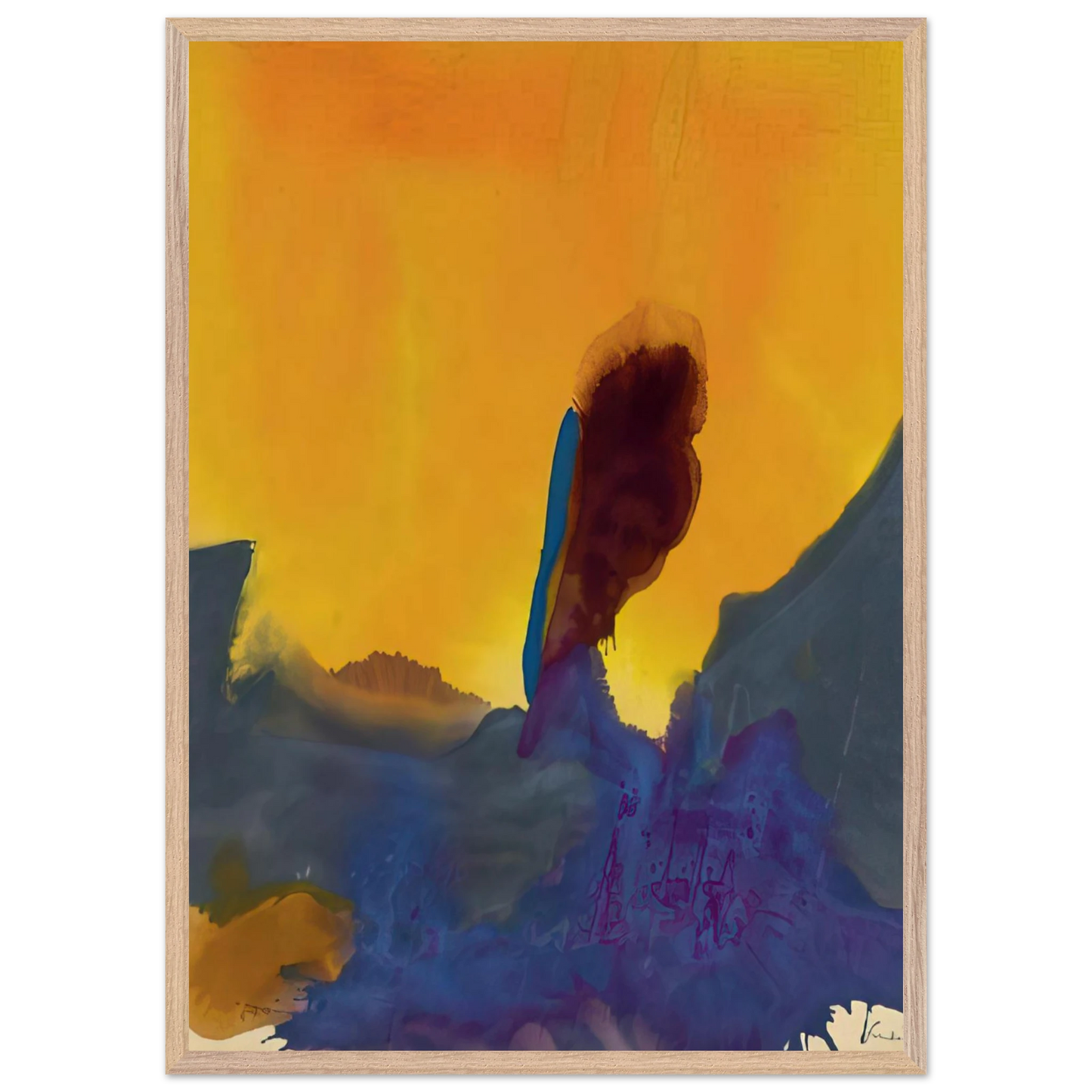 Helen Frankenthaler - Glow II - 1968 Wall art - 27x35 cm / 11x14 inches - Premium Wooden Framed Poster With Fine Art Paper-canvas - Wood frame