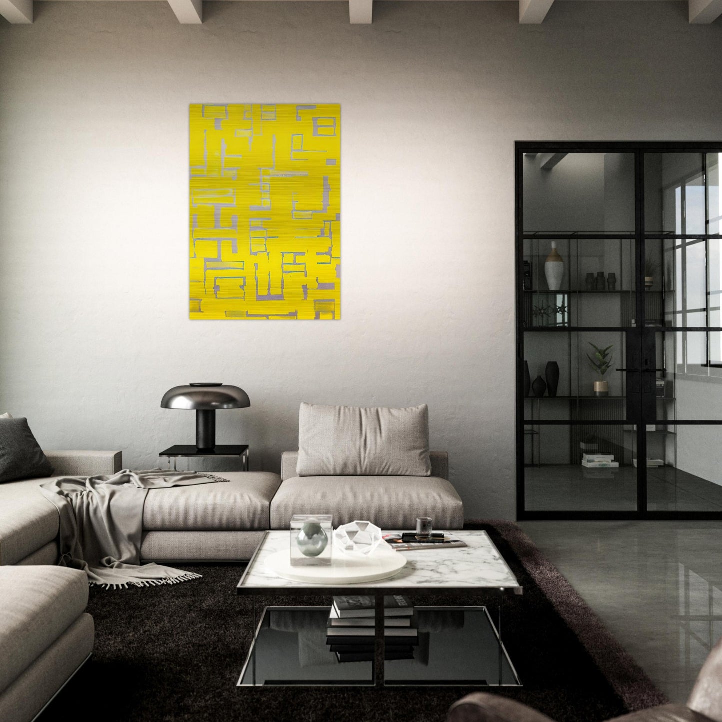 Untitled Yellow and White - 1950 - Ad Reinhardt Brushed Aluminum Print - 70x100 cm / 28x40 inches | Ad Reinhardt Aluminum Print | Ad Reinhardt Prints
