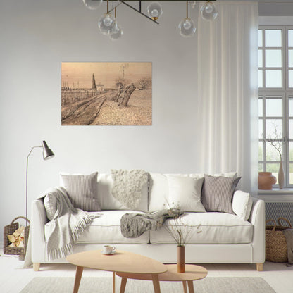 Landscape with Path and Pollard Trees - Vincent van Gogh Brushed Aluminum Print - 70x100 cm / 28x40 inches | Vincent van Gogh Aluminum Print | Vincent van Gogh Prints