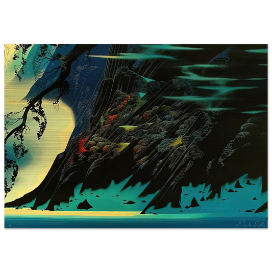 Coastal Magic - Eyvind Earle Brushed Aluminum Print - 70x100 cm / 28x40 inches | Eyvind Earle Aluminum Print | Eyvind Earle Prints