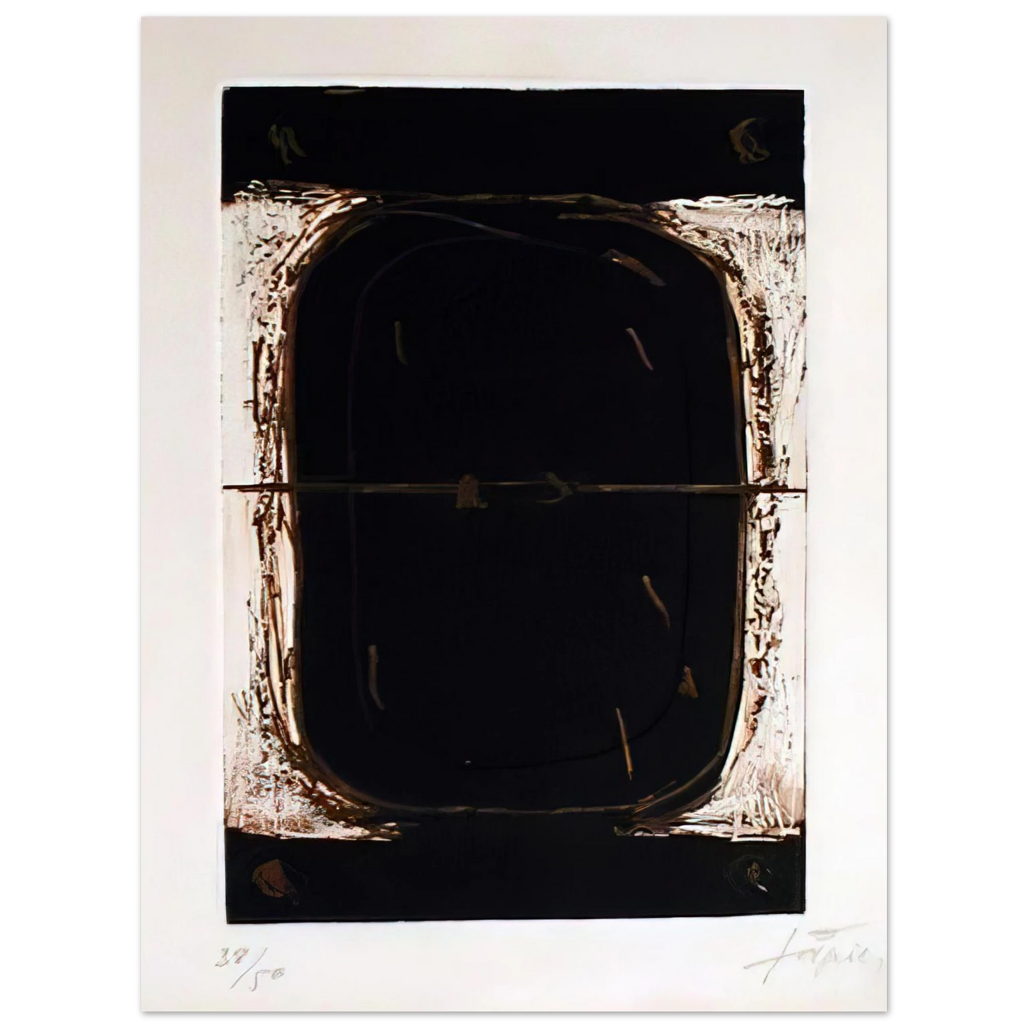 Antoni Tapies - ETCHING IN BROWN AND BURNT SIENNA 1962  75x100 cm / 30x40inches Fine Art Poster