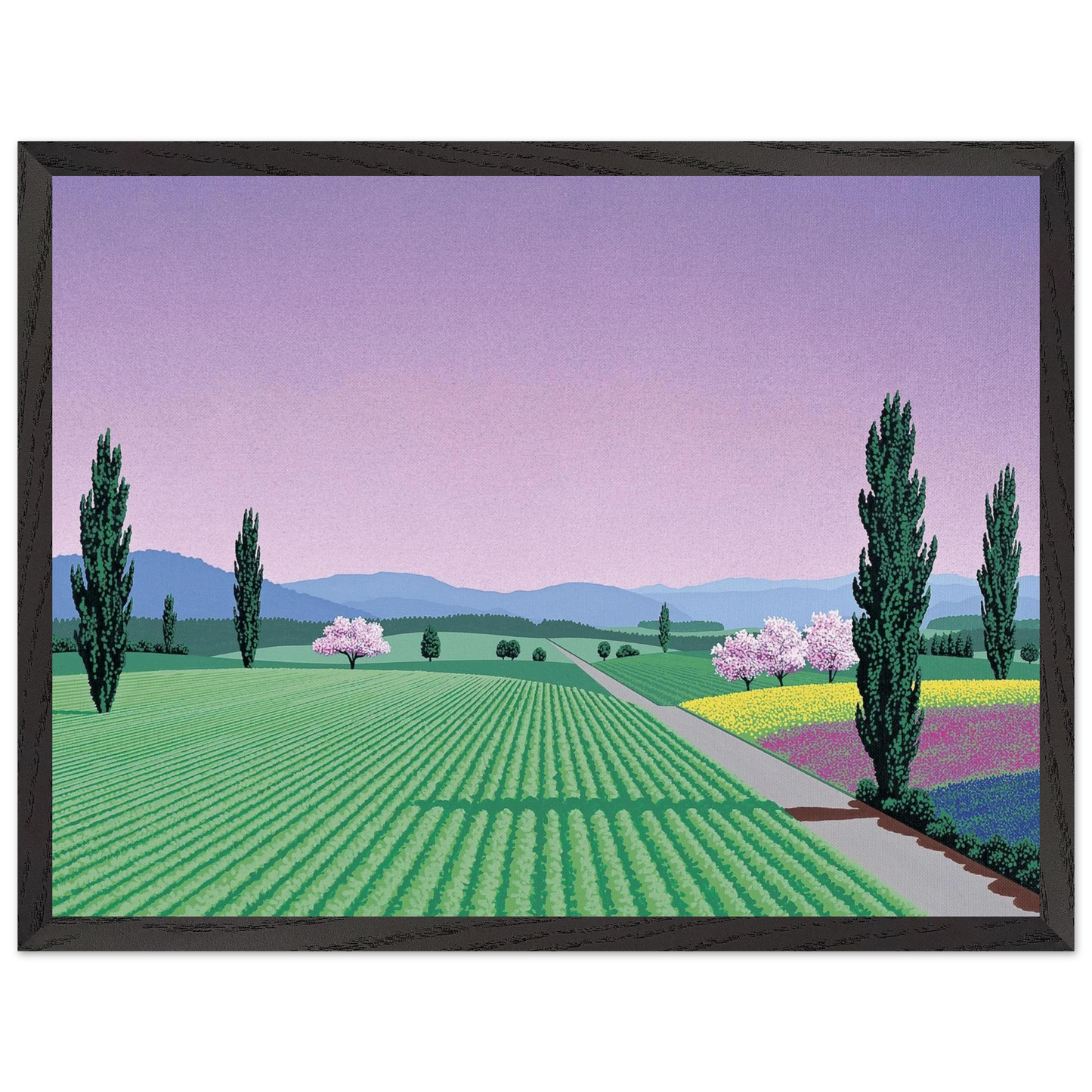 Hiroshi Nagai - Farmlands Wall Art - 21x29.7 cm / 8x12" - Premium Wooden Framed Poster With Fine Art Paper - Wood frame