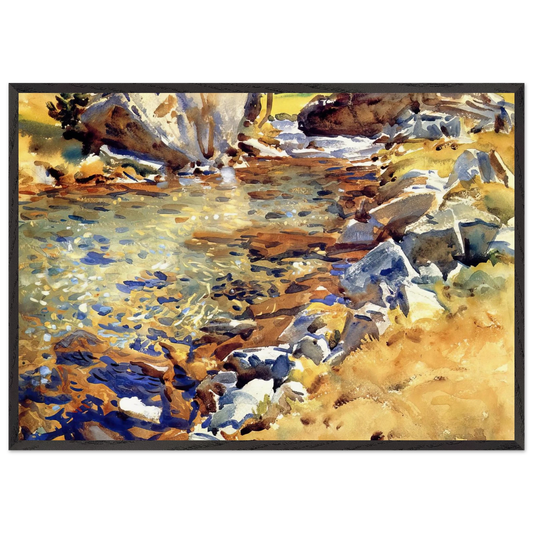 Brook among Rocks - John Singer Sargent 70x100 cm / 28x40 inches Framed Art Print – Black Wooden Frame