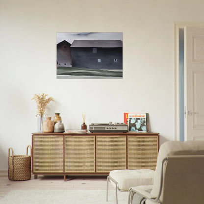 Lake George Barns - Georgia O'Keeffe Brushed Aluminum Print - 70x100 cm / 28x40 inches | Georgia O'Keeffe Aluminum Print | Georgia O'Keeffe Prints