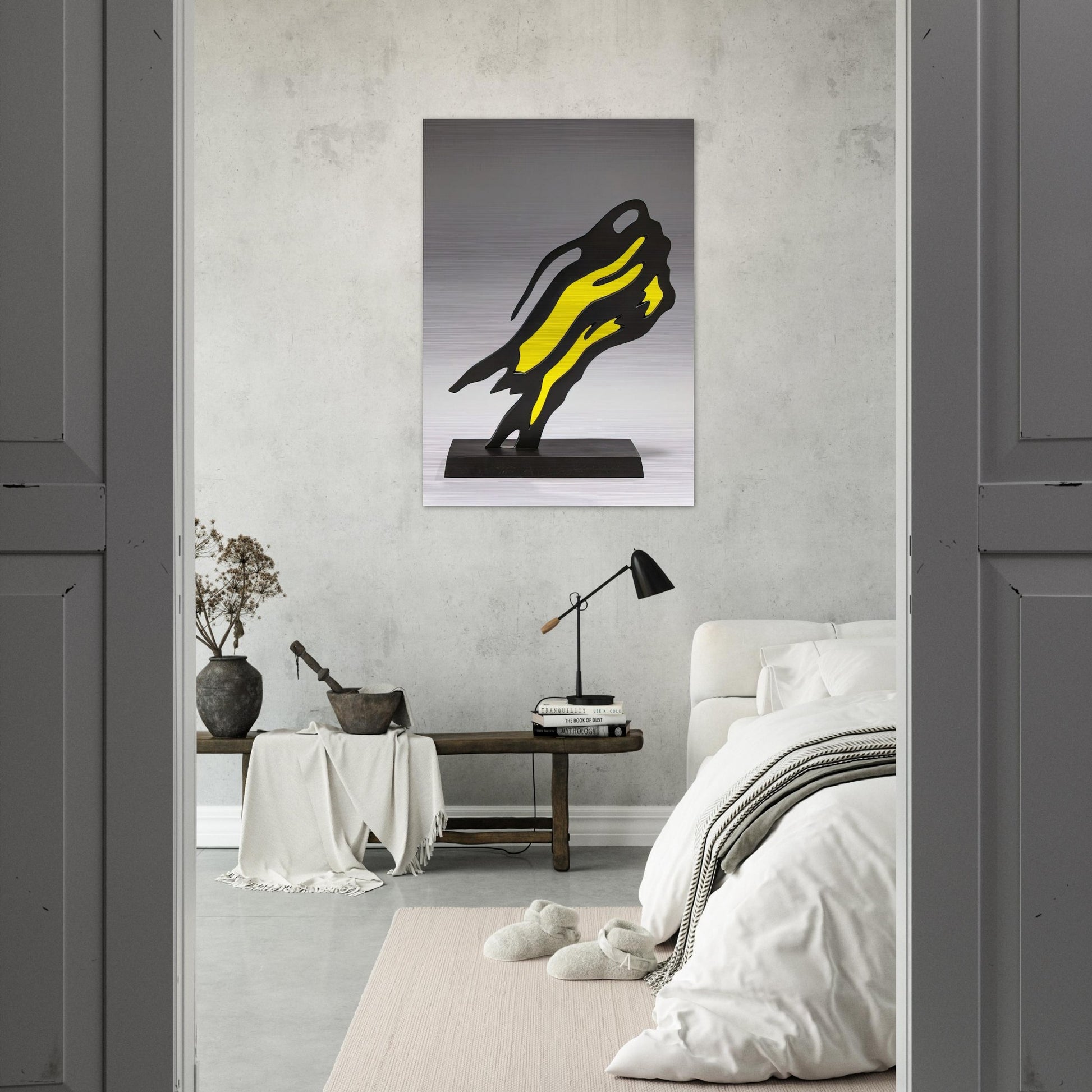 WEISMAN AWARD YELLOW BRUSHSTROKE 1991 - Roy Lichtenstein Brushed Aluminum Print - 70x100 cm / 28x40 inches | Roy Lichtenstein Aluminum Print | Roy Lichtenstein Prints