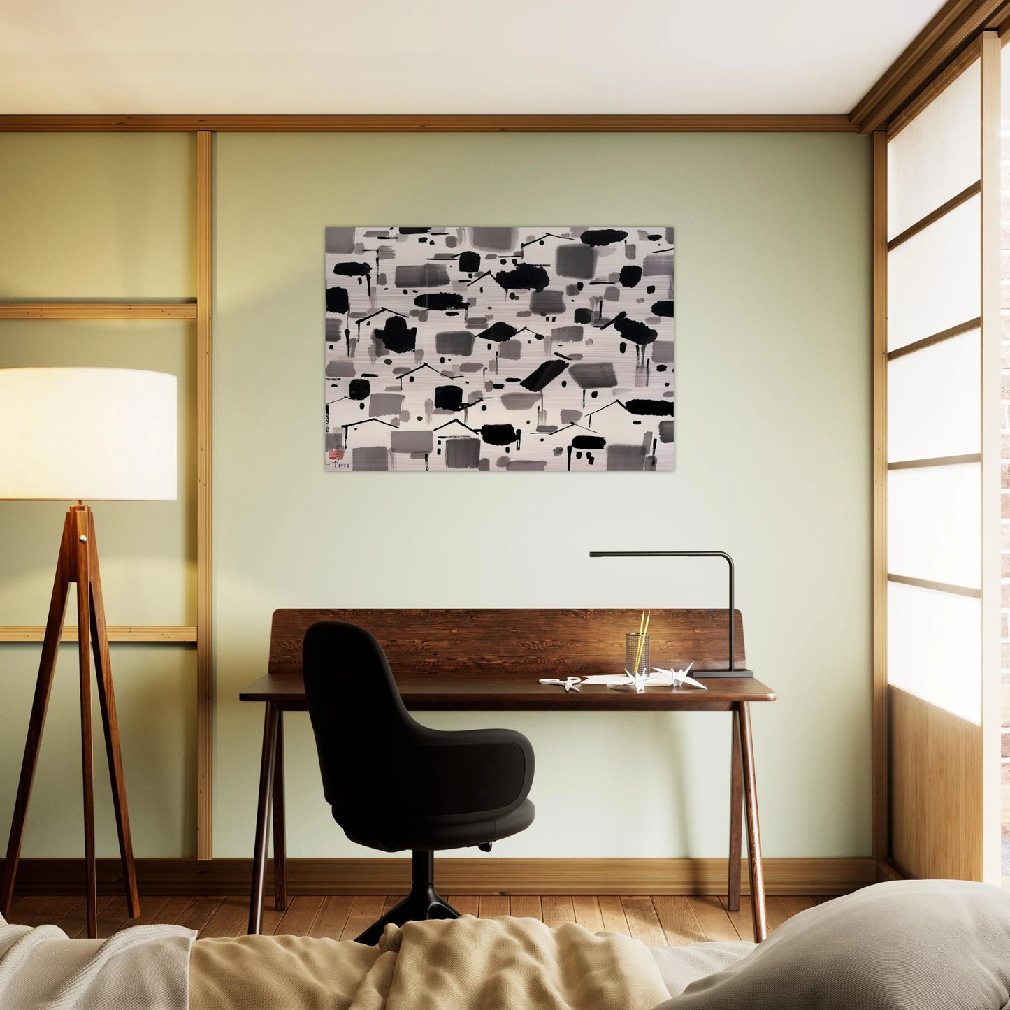 Home of Man - 1999 - Wu Guanzhong Brushed Aluminum Print - 70x100 cm / 28x40 inches | Wu Guanzhong Aluminum Print | Wu Guanzhong Prints