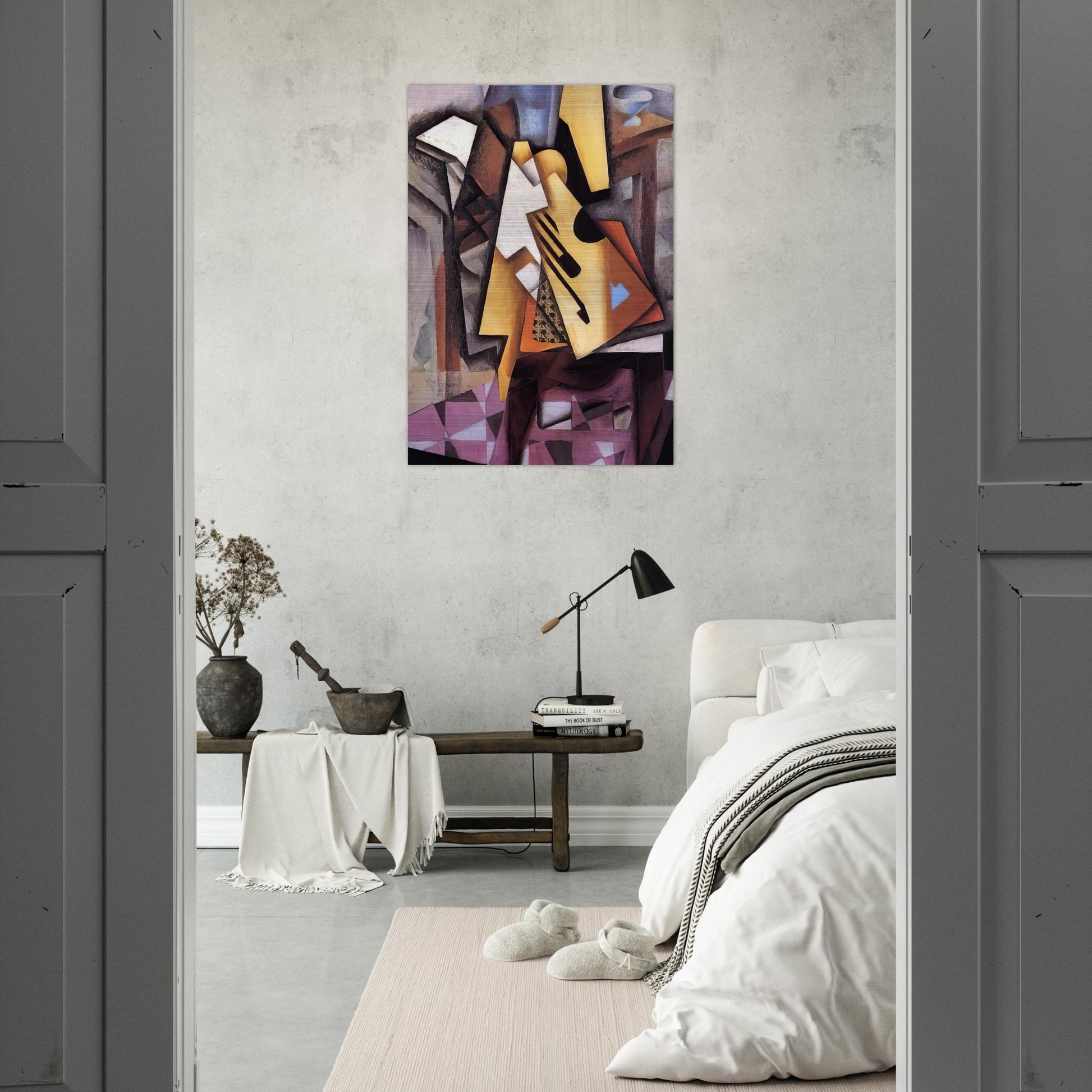 GUITAR ON A CHAIR 1913 - Juan Gris Brushed Aluminum Print - 70x100 cm / 28x40 inches | Juan Gris Aluminum Print | Juan Gris Prints