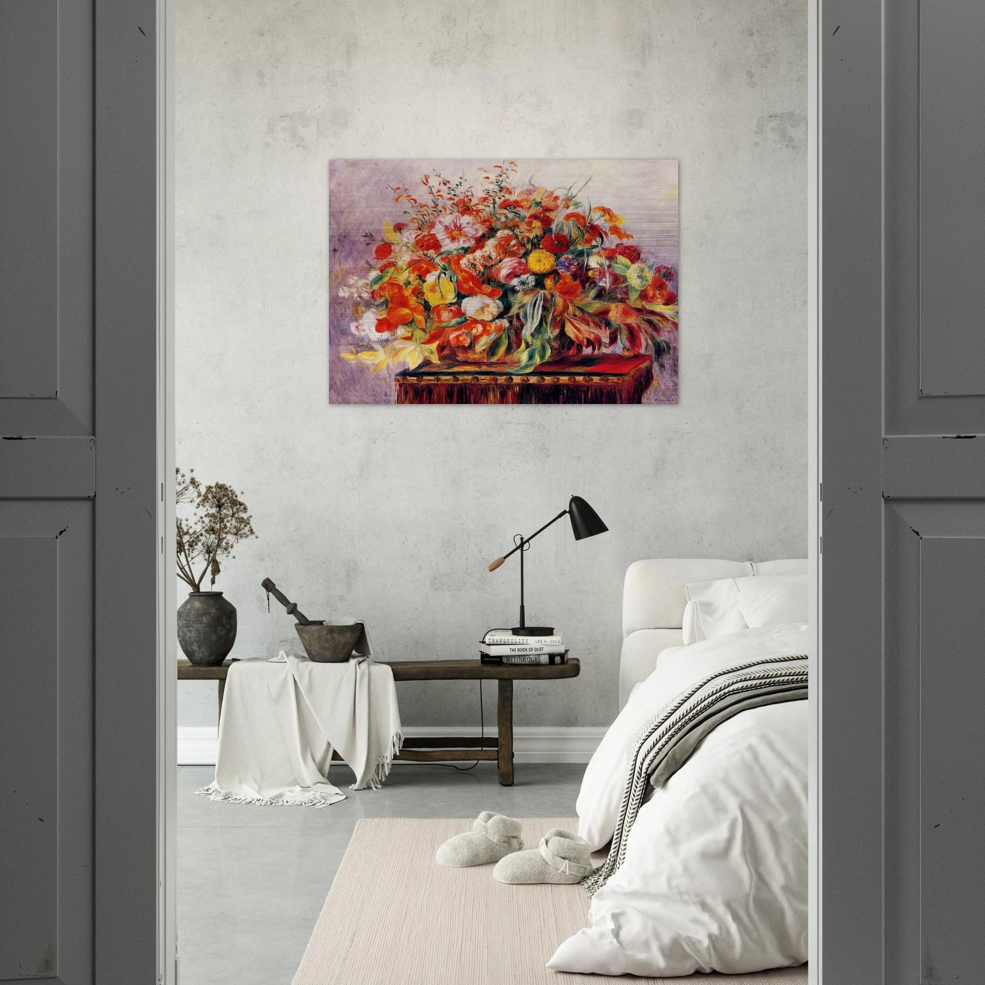 Basket of Flowers - Pierre-Auguste Renoir Brushed Aluminum Print - 70x100 cm / 28x40 inches | Pierre-Auguste Renoir Aluminum Print | Pierre-Auguste Renoir Prints