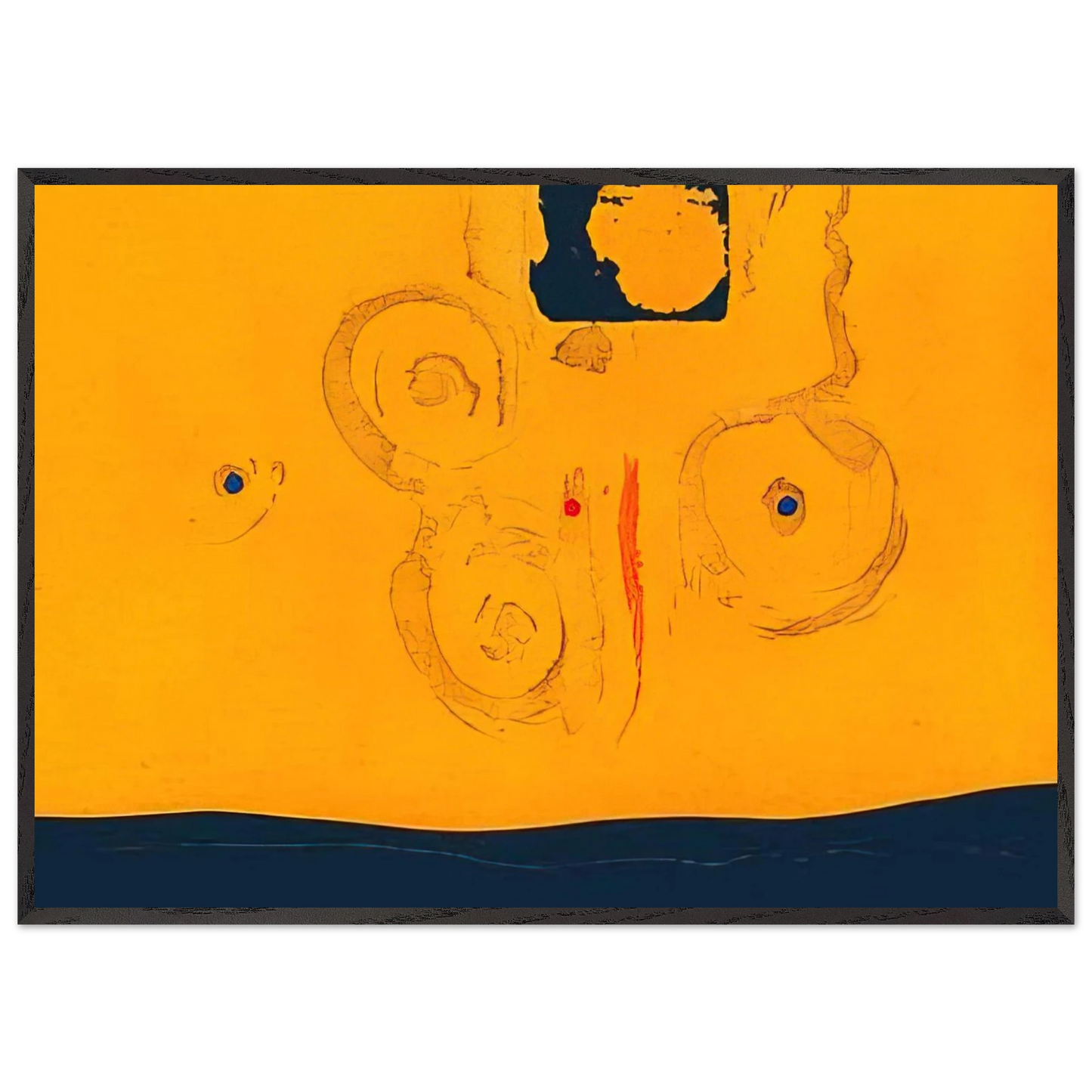 Helen Frankenthaler - Plaza Real - 1988 Wall art - 20x25 cm / 8x10 inches - Premium Wooden Framed Poster With Fine Art Paper-canvas - Black frame