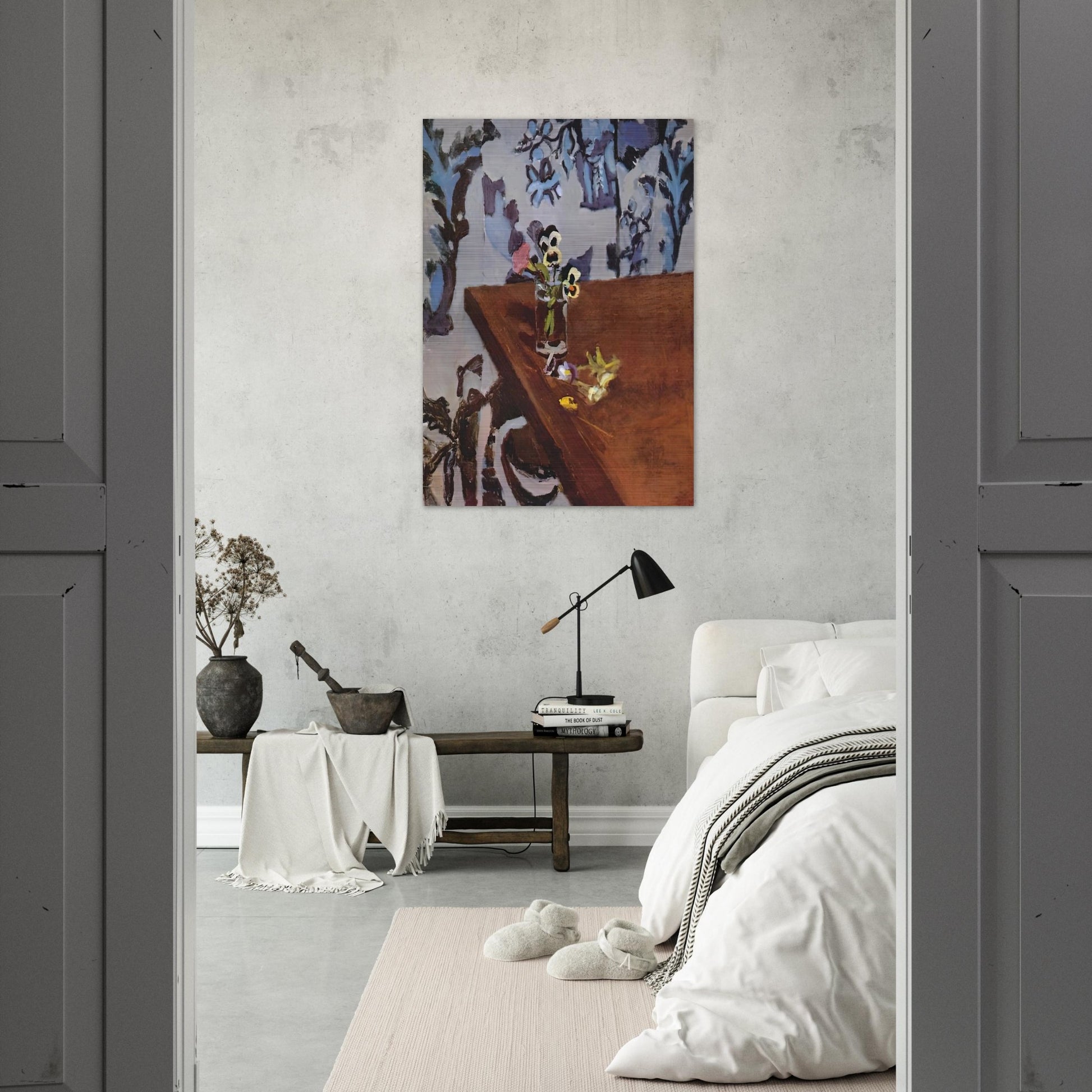 PANSIES ON A TABLE 1919 - Henri Matisse Brushed Aluminum Print - 70x100 cm / 28x40 inches | Henri Matisse Aluminum Print | Henri Matisse Prints