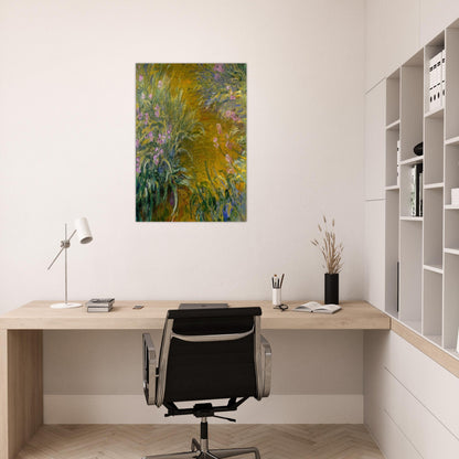 Path through the Irises 01 - claude monet Brushed Aluminum Print - 70x100 cm / 28x40 inches | claude monet Aluminum Print | claude monet Prints