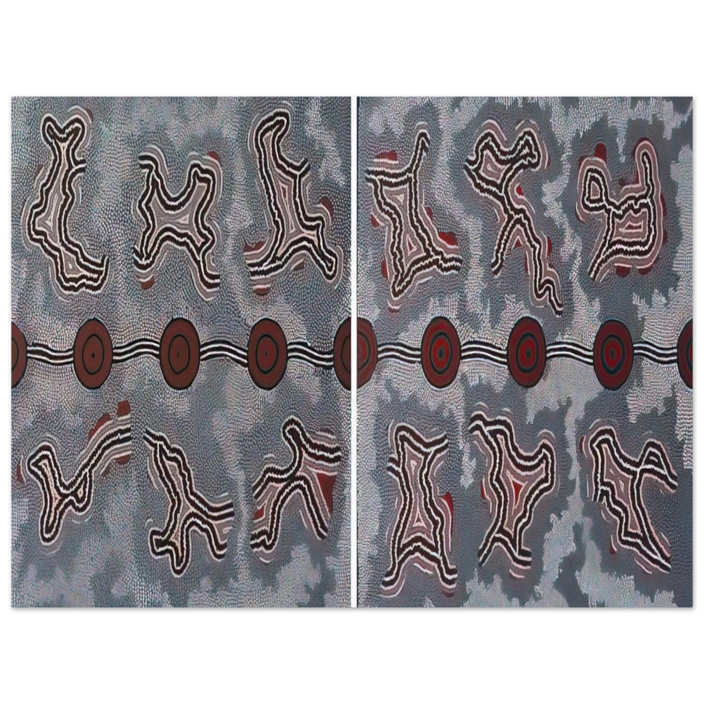 Clifford Possum Tjapaltjarri - Narripi Dreaming Diptych - 1990  75x100 cm / 30x40inches Fine Art Poster