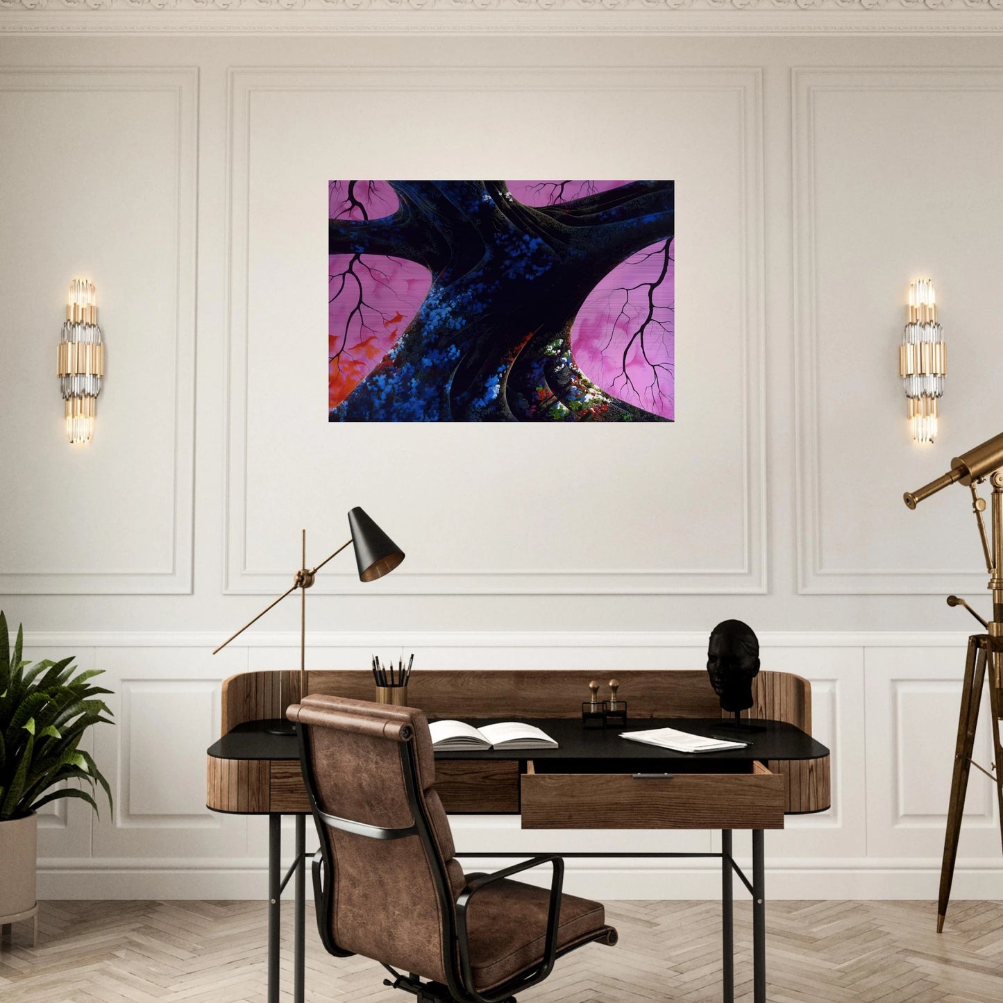 Giant Oak - Eyvind Earle Brushed Aluminum Print - 70x100 cm / 28x40 inches | Eyvind Earle Aluminum Print | Eyvind Earle Prints
