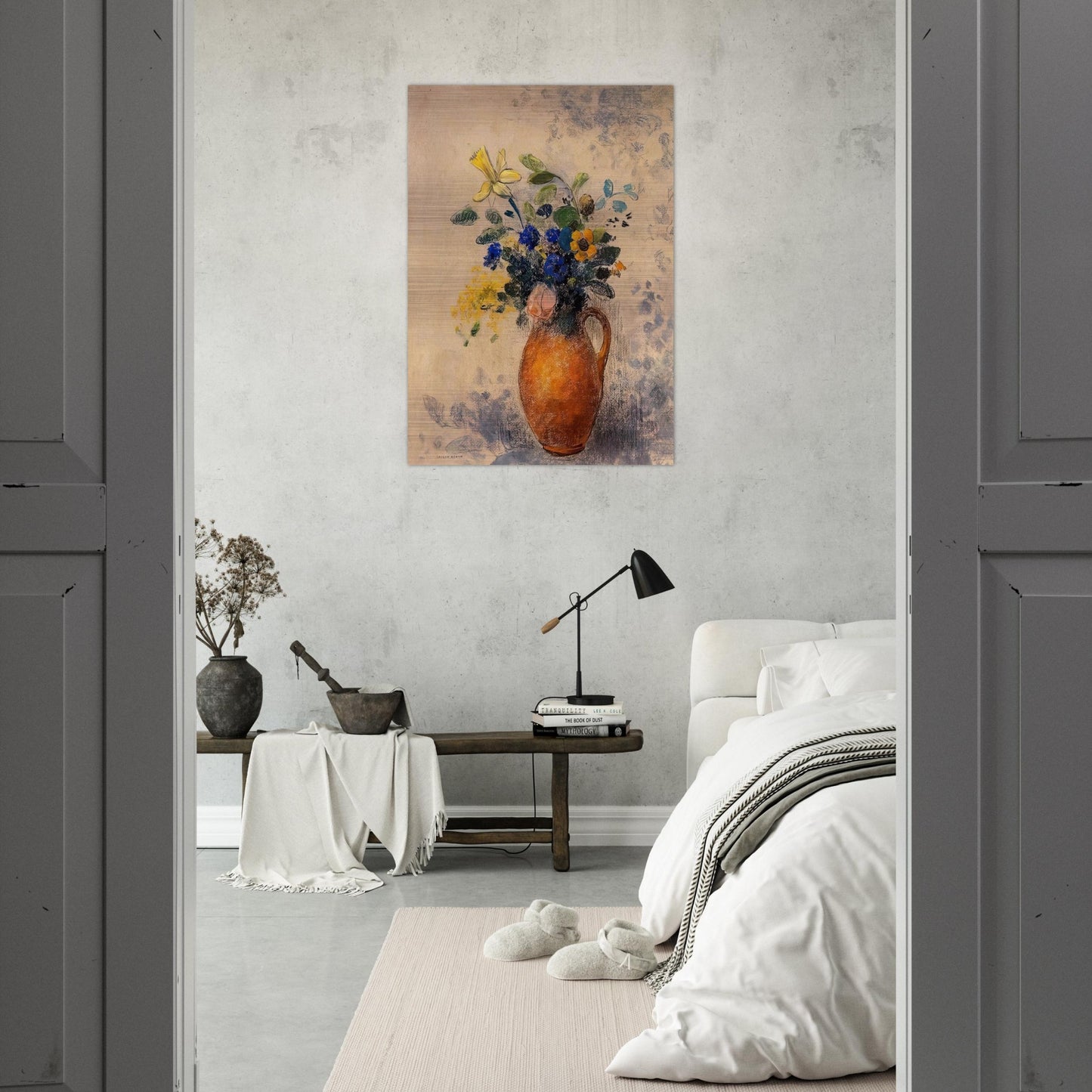 VASE OF FLOWERS 1908 - Odilon Redon Brushed Aluminum Print - 70x100 cm / 28x40 inches | Odilon Redon Aluminum Print | Odilon Redon Prints