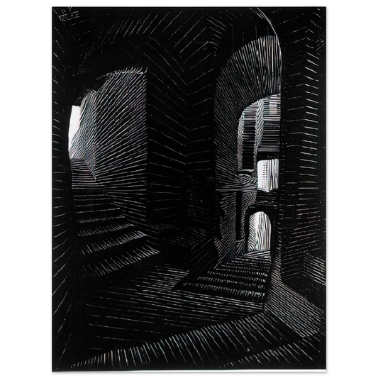 MC Escher - COVERED ALLEY IN ATRANI Wall Art - 21x29.7 cm / 8x12" - Fine Art Poster-canvas - -