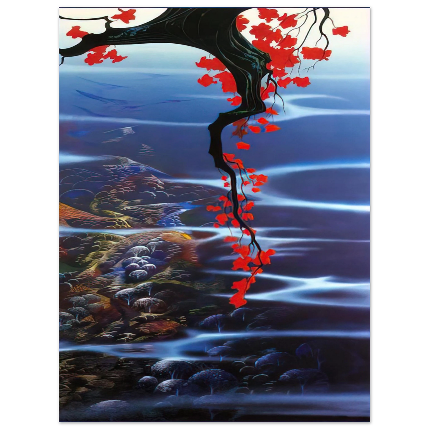 Eyvind Earle - Red Leaves  75x100 cm / 30x40inches Fine Art Poster