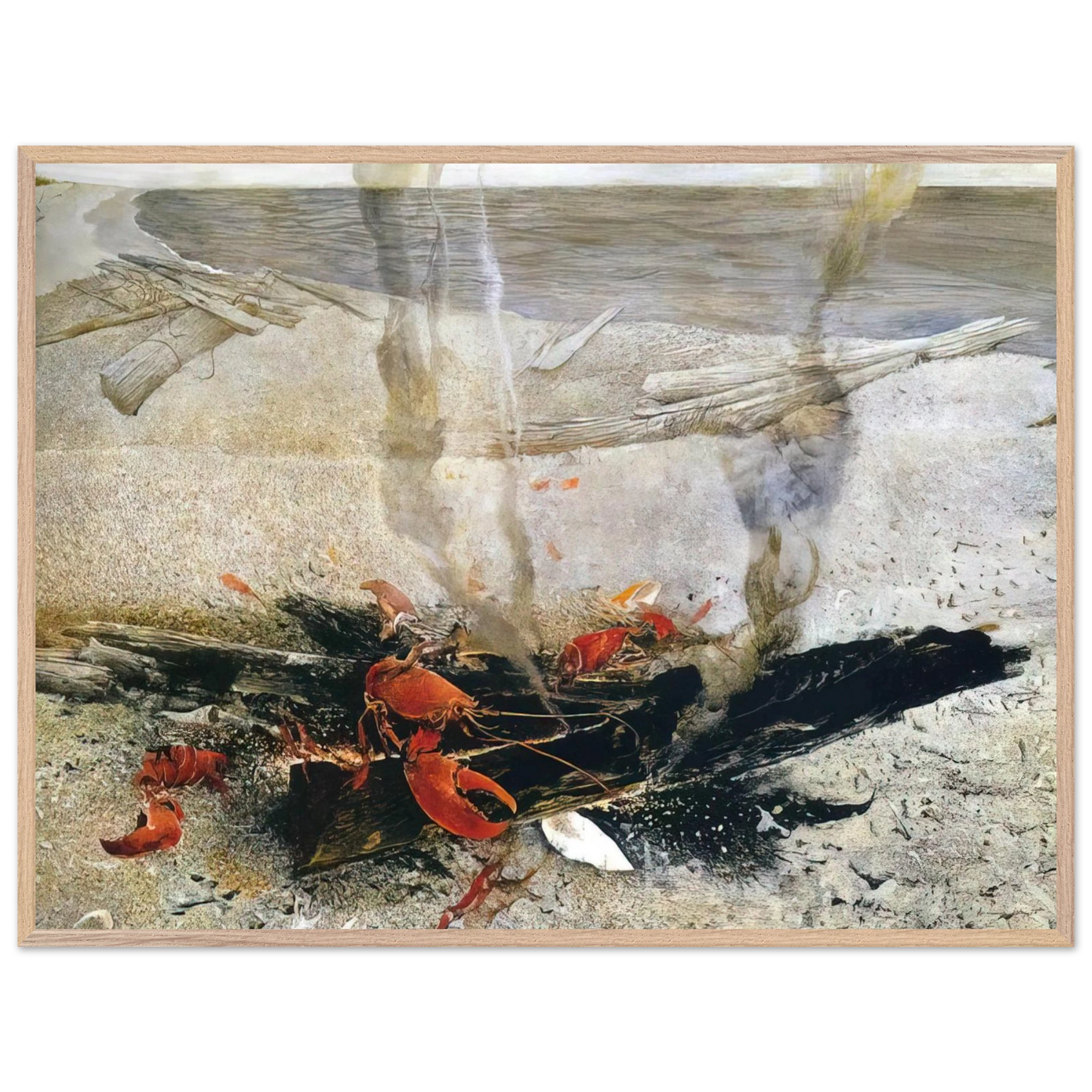 Andrew Wyeth - EMBERS 2000 Wall Art - 30x40 cm / 12x16 inches - Premium Wooden Framed Poster With Fine Art Paper-canvas - White frame