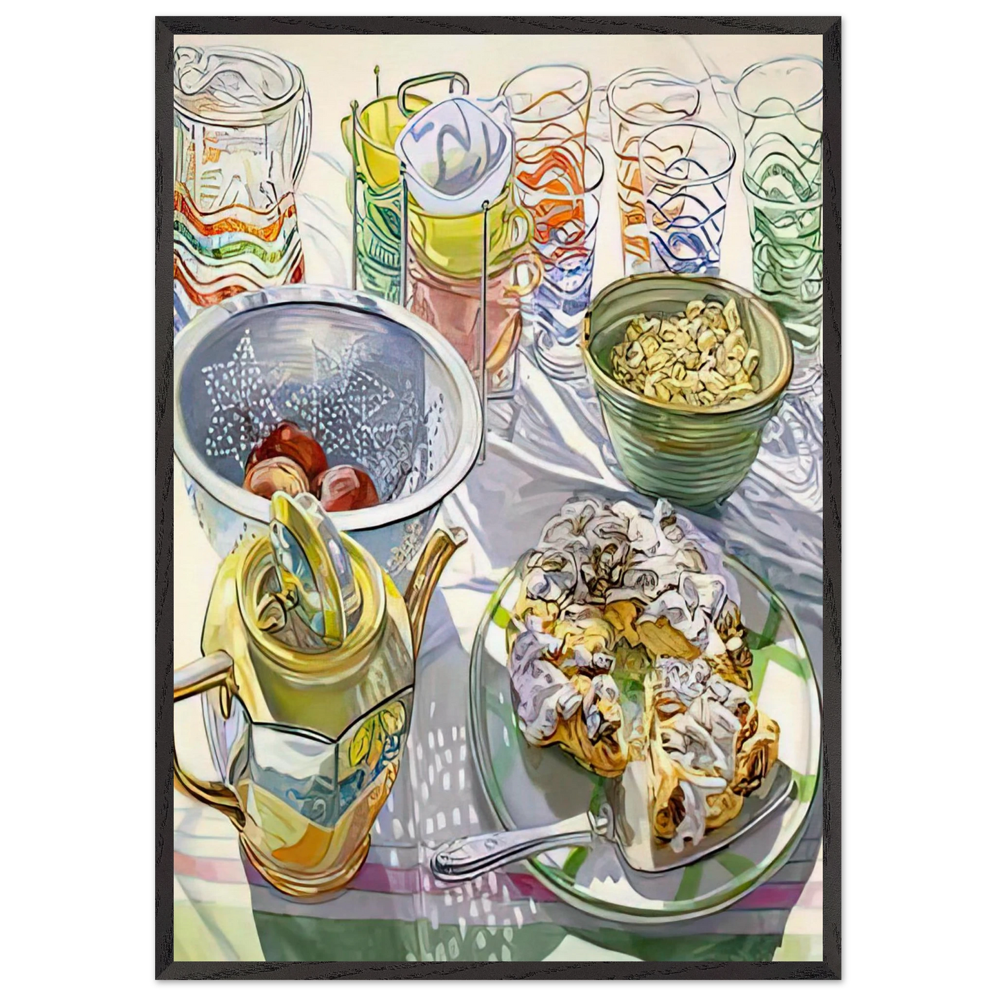 COFFEE CAKE 2003 - Janet Fish 70x100 cm / 28x40 inches Framed Art Print – Black Wooden Frame